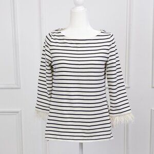Talbots Small Black Stripped Long Sleeve Shirt